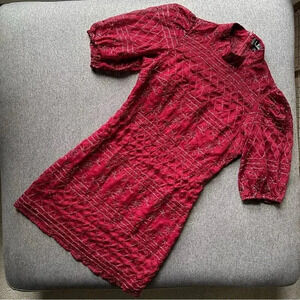 Lulu’s Embroidered Sparkle Party Dress With Puff Sleeves Medium